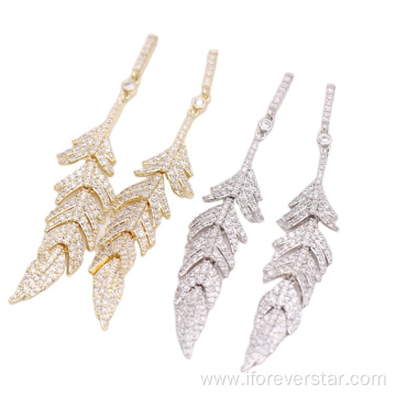 cz bar earring sterling silver gold plated earring